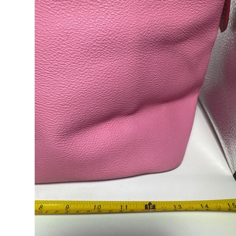 Dooney & Bourke Pink Pebble Grain Leather Satchel Bag Brown Trim Dome Handbag